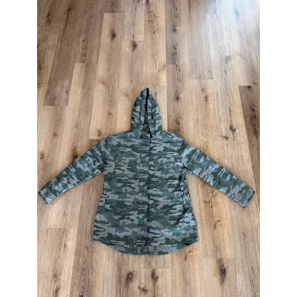 Universal Thread Field Jacket Womens L Green‎ Camo Hooded Utility Military Coat